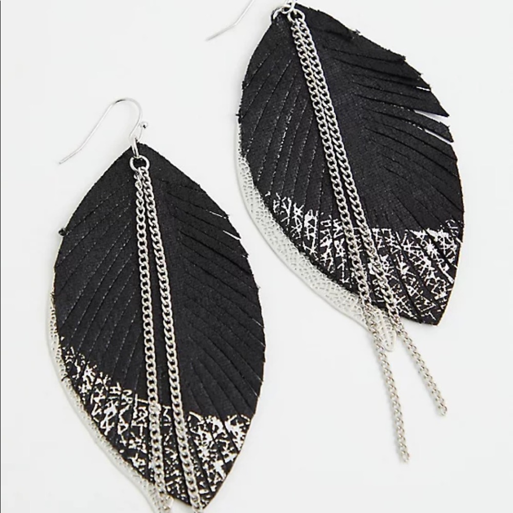 Torrid SILVER-TONE DIPPED FEATHER EARRINGS